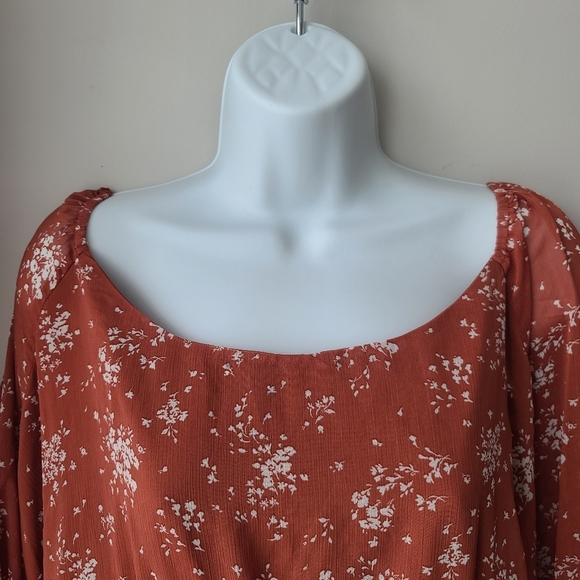 Inspired Hearts Plus Size 2X  Boho Flowy Tiered Sheer Ditsy Floral Summer Dress - Picture 3 of 14